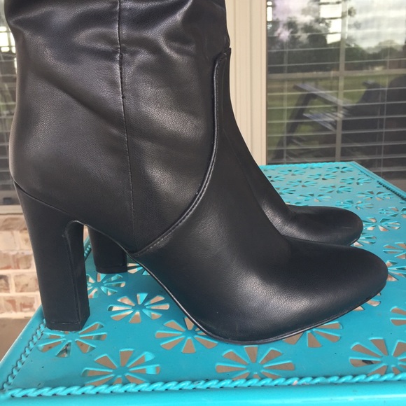 Unisa Black Vegan Leather Knee High Slouch Boots - Picture 8 of 15